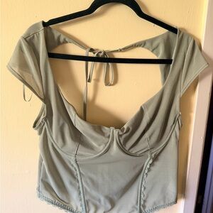 Garage Light Sage Green Tie-Back Corset Camisole